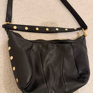 Hammitt Black Morgan Leather Shoulder Bag with Gold Studs